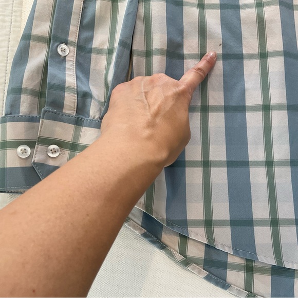 Mizzen Main Men XL TALL Trim Fit Shirt Blue Plaid Performance Long Sleeve Button - Picture 6 of 13